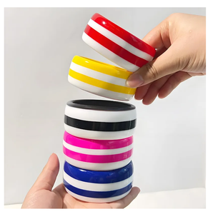 Nuevos Diseños de Pulseras Geométricas de Resina Acrílica, Pulseras Modernas Unisex con Patrones Rojos/Amarillos/Negros, Estilo para Fiestas, Mujer, ANEES - Product Image 3