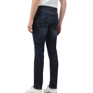 กางเกงยีนส์เดนิมผู้ชายทรงสลิมฟิต สีเข้ม สำหรับฤดูหนาว ผ้าระบายอากาศ แห้งเร็ว 340 GSM กระเป๋าห้าช่อง ซิปผ่าหน้า เอวกลาง ทรงลำลองขายาว - Product Image 3