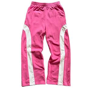 Pantalon de jogging personnalisé OEM pour femme, taille haute, coupe droite, avec bande latérale contrastante, style streetwear, taille élastique, décontracté - Product Image 1