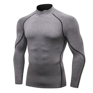 T-shirt de fitness pour homme à manches longues, col montant, moulant, personnalisé, haute qualité, polyester et élasthanne - Product Image 6