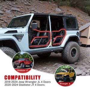 Puertas Tubulares con Espejo Retrovisor Lateral, Juego de 4 Piezas para Jeep Wrangler JL JLU Gladiator JT 4 Puertas (Incluye 4XE) 2018-2024, para Otros Modelos - Product Image 1