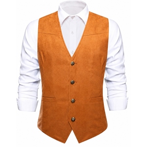 Chaleco de Cuero de Ante con Flecos Estilo Vaquero Occidental para Hombre, Chaleco Casual Vintage con Borlas y Botones a Presión, OEM - Product Image 2