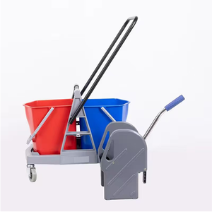 34L 2-Bucket Mop Wringer Seau Outils de nettoyage Wringer Trolley Cart - Product Image 1