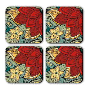 Sous-verres imprimés en MDF, design antidérapant avec motif de lotus rose, design oriental, tapis et dessous de verre, vente chaude - Product Image 4
