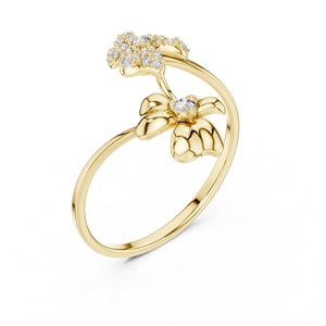 Anillo solitario minimalista de oro amarillo macizo de 14k con diamante de corte redondo para mujer, ideal para compromiso, aniversario o regalo de boda. - Product Image 3
