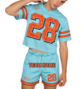 Conjunto de Jersey y Pantalones Cortos de Fútbol Americano, Estilo Moderno, de Malla Transpirable, Impresión Personalizada de Alta Calidad OEM, 2 Piezas - Product Image 6