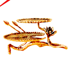 Copper Finish Leaf Design Chocolate Tray Stand Decorative Luxury Tabletop Display - Product Image 1