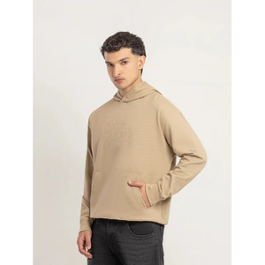 Sudadera con Capucha Beige para Hombre, Corte Regular, Tejido de Algodón, Informal, para Otoño, Color Sólido, Diseño con Bolsillos, Transpirable, 300g, con Cierre - Product Image 2