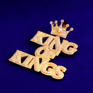 <b>King</b> Of <b>Kings</b> <b>Crown</b> Pendant 925 silver Gold Plated Moissanite Hiphop Necklace Men's Everyday Wear - Product Image 6