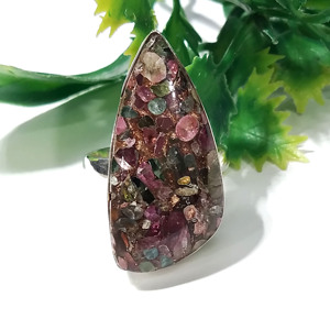 Natural Copper Multi Tourmaline Gemstone Ring, <b>Solid</b> 925 Sterling <b>Silver</b> Adjustable Statement Ring, Handmade Jewelry, Boho Ring - Product Image 4