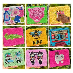Porte-monnaie personnalisé en perles pour filles, fait main, style clé, en toile avec fermeture éclair, petit format, motif varié - Product Image 4