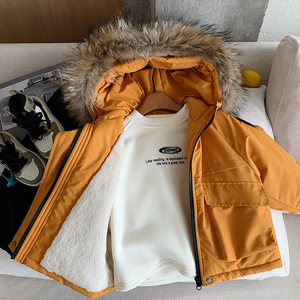 <span class=keywords><strong>Parka</strong></span> d'hiver pour enfants de style coréen avec col en fourrure véritable, doublure en polaire, veste en coton épaisse, garçons et filles, tendance et chaude - Product Image 6