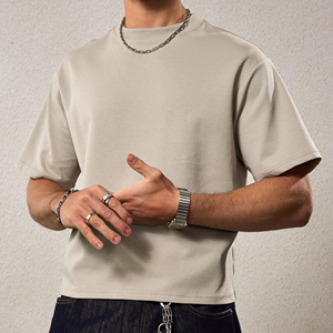T-shirts en tricot pour hommes de haute qualité, coupe ample et carrée, 100% coton, logo sur le devant, imprimé léopard, personnalisé, respectueux de l'environnement - Product Image 5