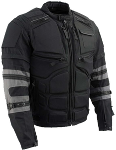 Unisex Reflective Skull <b>Motorcycle</b> <b>Jacket</b> CE Armored Textile Riding Waterproof Windproof Breathable <b>Summer</b>/Winter Adventure - Product Image 1