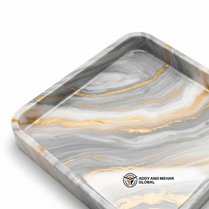 Bandeja de Almacenamiento Cuadrada Moderna de Resina al por Mayor, Plato Decorativo Personalizado con Diseño de Mármol Gris, Artesanía de Resina Premium para Empresas - Product Image 3