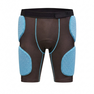 Pantalones cortos de fútbol americano para adultos, color azul pastel, con protección acolchada, resistentes a impactos, transpirables, de compresión, atléticos. - Product Image 1