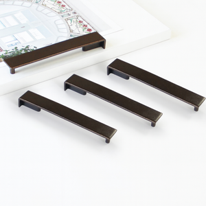 Eco-Friendly Zinc Alloy <b>Edge</b> Pull Handle Minimalist Matte <b>Black</b> Cabinet Drawer Hardware Products for Kitchen Bathroom Furniture - Product Image 3