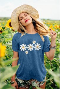 Camiseta con Estampado Personalizado para Mujer, Camiseta Gráfica de Moda, Top Informal de Algodón Suave, Manga Corta, Atuendo Elegante para Mujer, Ligero, Verano - Product Image 5