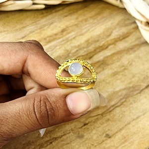 Unique Design Boho Evil Eye <b>Ring</b> Bohemian Chalcedony Brass <b>Rings</b> For Women 18k Gold Plated Tribal <b>Statement</b> Jewelry Wholesale - Product Image 4