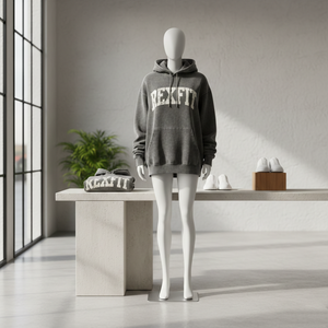 Sweat à capuche zippé oversize pour homme Rexfit Sport, en coton épais, broderie personnalisée, effet délavé, coupe ample - Product Image 4