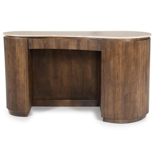 Modern Solid Wood <b>Console</b> <b>Table</b> with <b>Marble</b> Top and Ribbed Walnut Base Handmade and Easy Assembly Living Room Furniture - Product Image 2