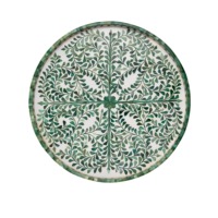 Plateau de service et de rangement rectangulaire multifonctionnel, design moderne, incrustation d'os, fait main, motif floral bleu et blanc, pour Ramadan et mariage