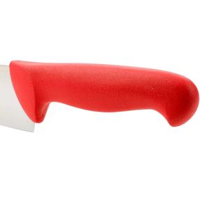 Couteaux de chef à lame argentée et manche rouge avec protège-doigts ergonomique et tranchant lisse pour la découpe de viande et de légumes en cuisine - Product Image 4
