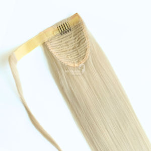 Longue vague d'eau en vrac Yaki vierge cheveux humains queue de cheval postiche Clip sur Extensions de cordon pour les femmes - Product Image 4