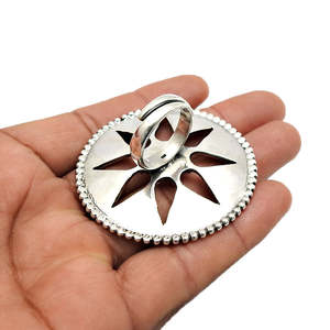 925 Sterling Silver Adjustable Ring Vintage Style Statement Boho Jewelry <b>Oxidized</b> With Multi Ruby Gemstone In Small Round Shape - Product Image 2