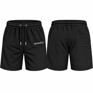 Pantalones Cortos Deportivos Personalizados para Hombre, Negros, de Felpa Francesa Premium, con Cordón Ajustable, Cintura Elástica, Bolsillos Laterales, Impresión Personalizada, Transpirables - Product Image 1