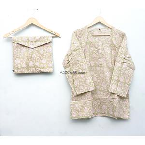 100% Pure Indian Cotton <b>Pyjama</b> Set <b>for</b> Women Ultra Soft Floral Print Elegant Short <b>for</b> <b>Summer</b> Season Trousers Shirts Front - Product Image 2