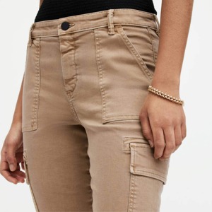 Pantalones Cargo para Mujer, Cintura Media, Corte Ajustado, Largo al Tobillo, Color Sólido, Mezclilla de Algodón, Estilo Casual, Ropa de Otoño - Product Image 5