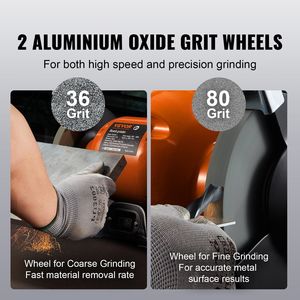 Amoladora de Banco de 6 Pulgadas de Velocidad Única con Motor sin Escobillas de 2.1A, 3550 RPM, Muela Abrasiva de Grano 36/80 - Product Image 3
