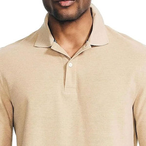 Camiseta Polo de Manga Larga para Hombre, de Alta Calidad, Color Sólido, Tejido de Punto, Transpirable, Estilo Casual, Beige, con Impresión Personalizada - Product Image 2