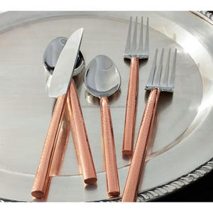 Juego de Cubiertos de acero inoxidable con acabado plateado y cobre para restaurantes y hoteles, juego de cubiertos más vendido con logotipo - Product Image 1