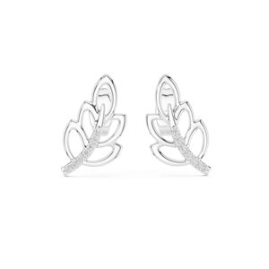 Boucles d'oreilles en or jaune 14 carats avec diamants de laboratoire ronds pour femmes |   Vêtements de mariage |   0,07 Ct Certifié IGI Luxe - Product Image 3