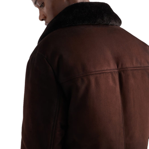 Veste aviateur en daim premium pour homme, col en peau de mouton, veste en cuir d'agneau, fabrication sur mesure OEM ODM, fabricant de marques privées - Product Image 5