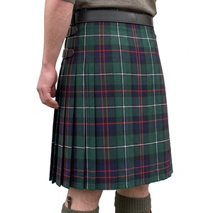 Scottish Tartan Kilt for Men Green Black <b>Red</b> Blue Plaid Traditional Pleated Kilt with <b>Belt</b> - Product Image 4