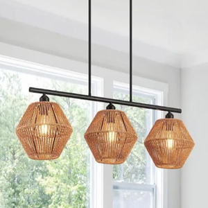Black Rope woven pendant <b>lamp</b> shade Natural woven <b>lamp</b> shade hanging Living room bedroom <b>lamp</b> <b>Kitchen</b> hallways hanging <b>lamp</b> - Product Image 4