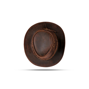 <b>Western</b> Style Distressed Leather Cowboy <b>Hat</b> Custom Brand Unisex Outdoor Hiking Cattleman <b>Hat</b> Wholesale B2B Sportswear Headwear - Product Image 4