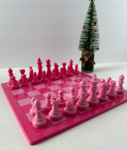 Custom Foldable Epoxy Resin & Solid Wood <b>Chess</b> & Checkers Board with Pieces for Resin Art - Product Image 5