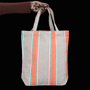 ขายตรงจากโรงงาน กระเป๋าช้อปปิ้งสายสะพายไหล่ลายทางย้อมเส้นด้าย ดีไซน์ใหม่สุดฮิต สีสันตามสั่ง ผ้าฝ้าย 100% ราคาถูก - Product Image 5