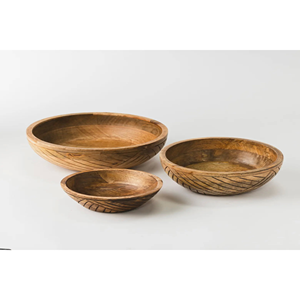 Bol de service jetable en bois écologique personnalisé, en bois d'acacia naturel, fait main, pour salade et fruits, vaisselle rustique pour la cuisine et la maison - Product Image 1