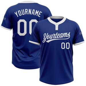 Wholesale Direct Industry Best Selling Custom Light Blue White-Navy Two-<b>Button</b> Unisex Softball Jersey - Product Image 4