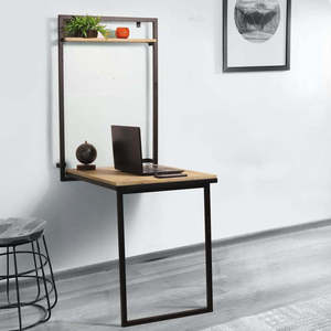 Bulk Supply Modern Rectangle Compact <b>Wall</b> Mounted Dining Study <b>Table</b> Wooden Top Metal Frame Foldable Multipurpose Desk Office - Product Image 6