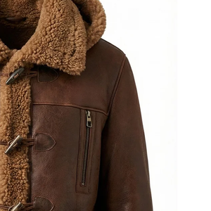 Genuine <b>Men's</b> Leather <b>Shearling</b> <b>Jacket</b> Premium Fur Winter Aviator Coat Durable Stylish Warm Biker Fashion Wear Fit - Product Image 2
