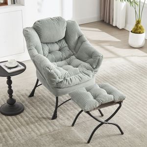 Sillón Moderno Tapizado con Reposabrazos, Sillón Relajante y Otomana, Chaise Longue Moderna para Lectura y Descanso - Product Image 2
