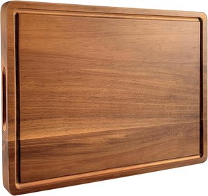 Planche à découper en bois rustique rectangulaire avec poignée, planche de préparation alimentaire pour la cuisine, planche de service pour la maison et les restaurants - Product Image 6