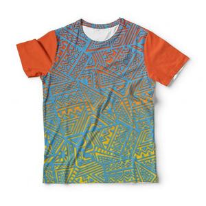 Geometric Pattern Men's Short Sleeve T-<b>Shirt</b> O-Neck Regular Fit Sublimation Print Casual Style <b>100</b>% <b>Polyester</b> Woven Fabric - Product Image 2
