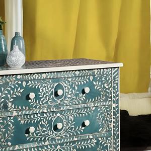 Meuble de rangement portable ILAHI avec tiroir en os incrusté, design moderne et détails en agate - Product Image 4